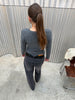 Wrapped Buttoned Knit Dark Grey