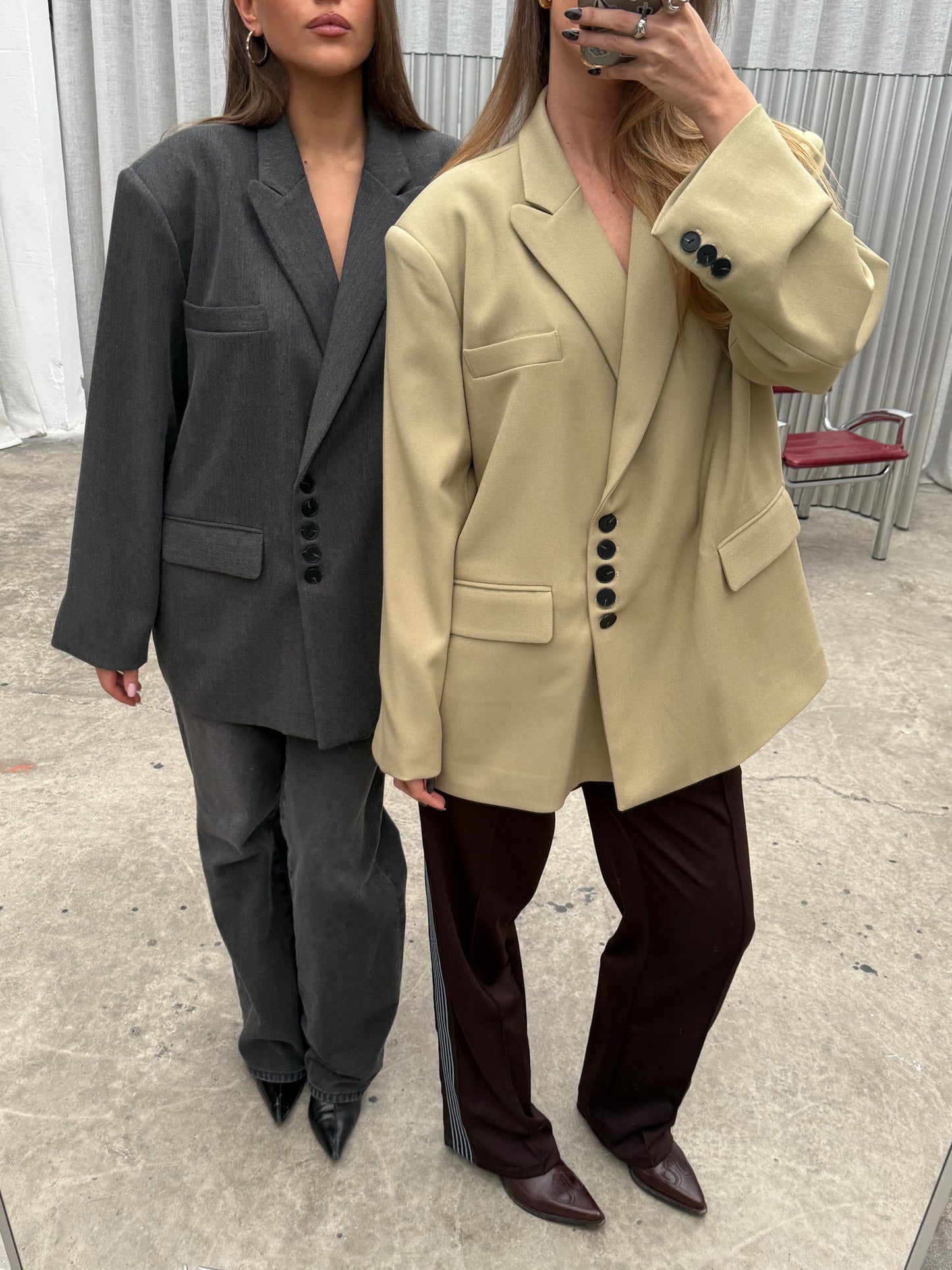 Oversized Multi Button Blazer Camel