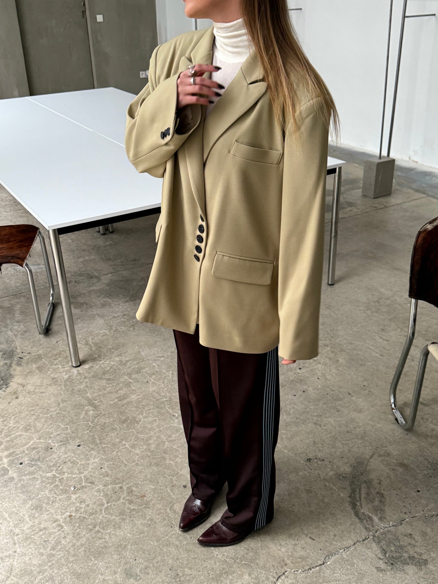 Oversized Multi Button Blazer Camel