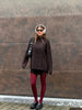 Buttoned Turtleneck Cashmere Blend Knit Brown