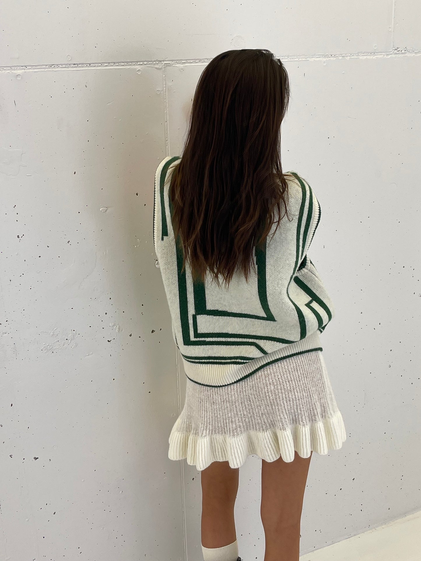 Graphic Wool Spencer Green