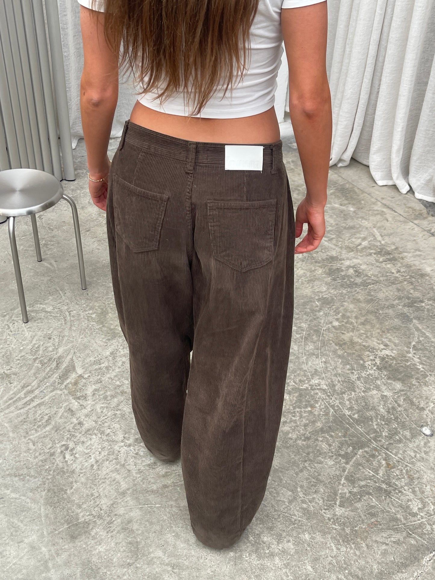 Baggy Wide Leg Corduroy Pants Khaki Brown