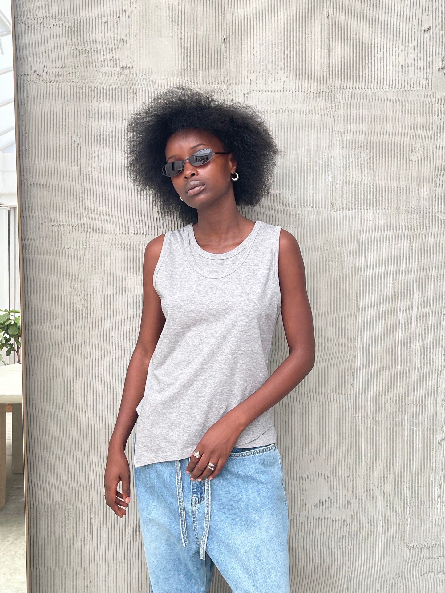 Double Layered Tank Top Grey