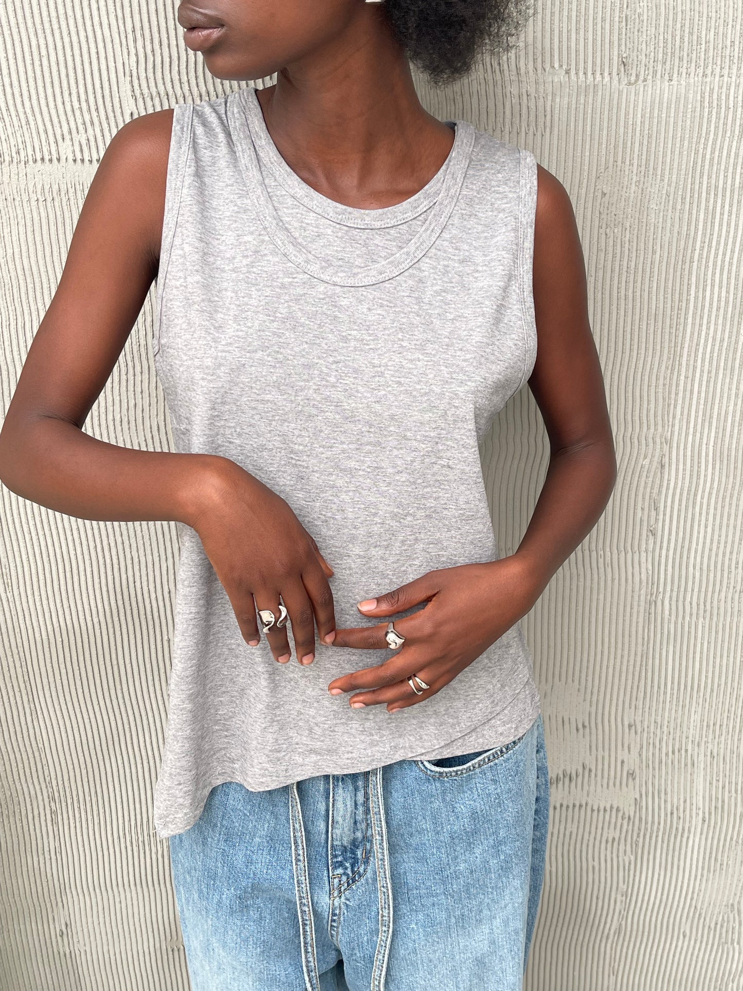 Double Layered Tank Top Grey