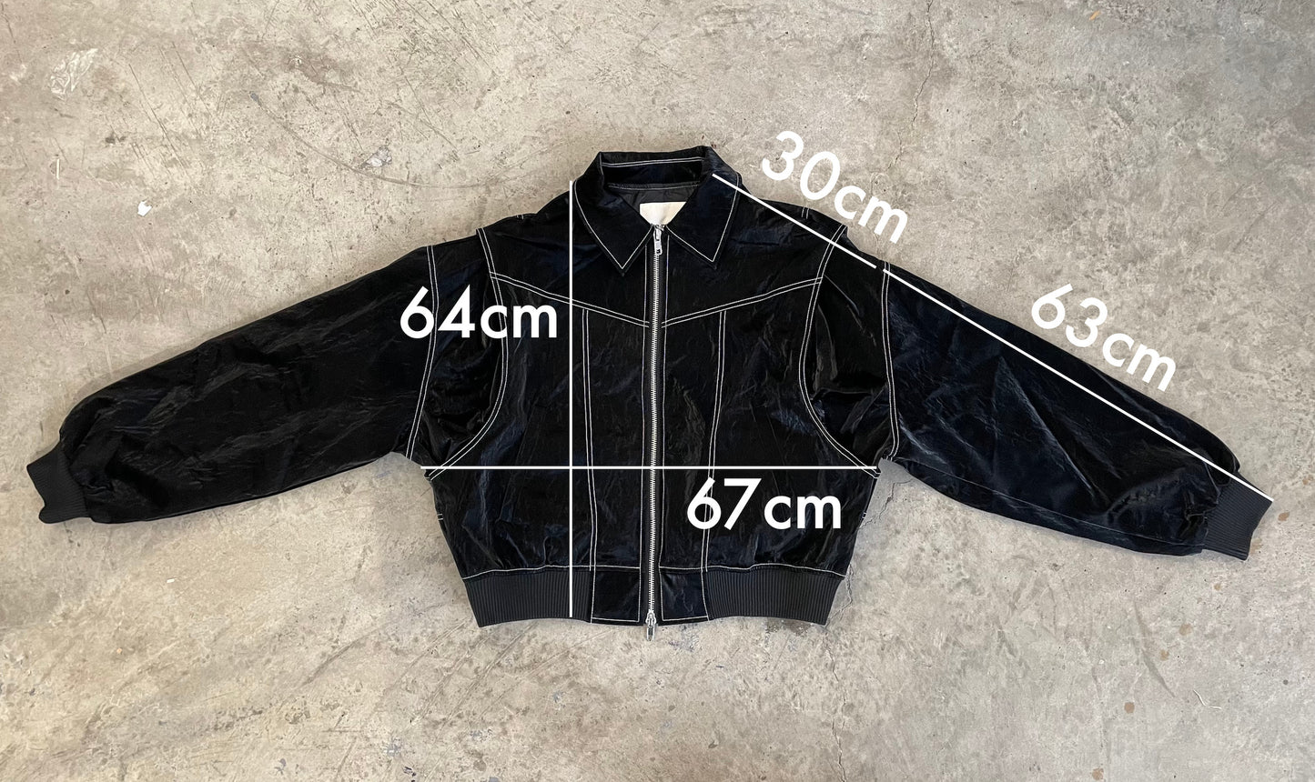 Oversized Contrast Stitch Jacket Black