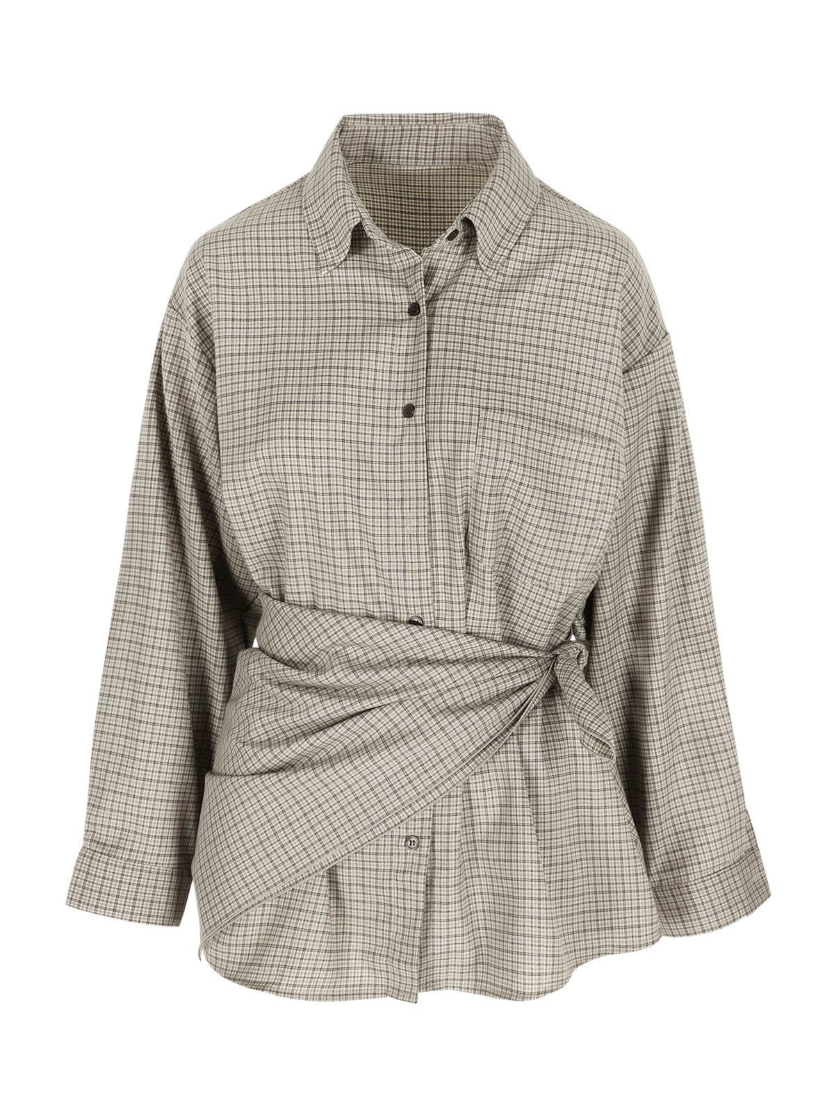 Checked Wrap Shirt Grey
