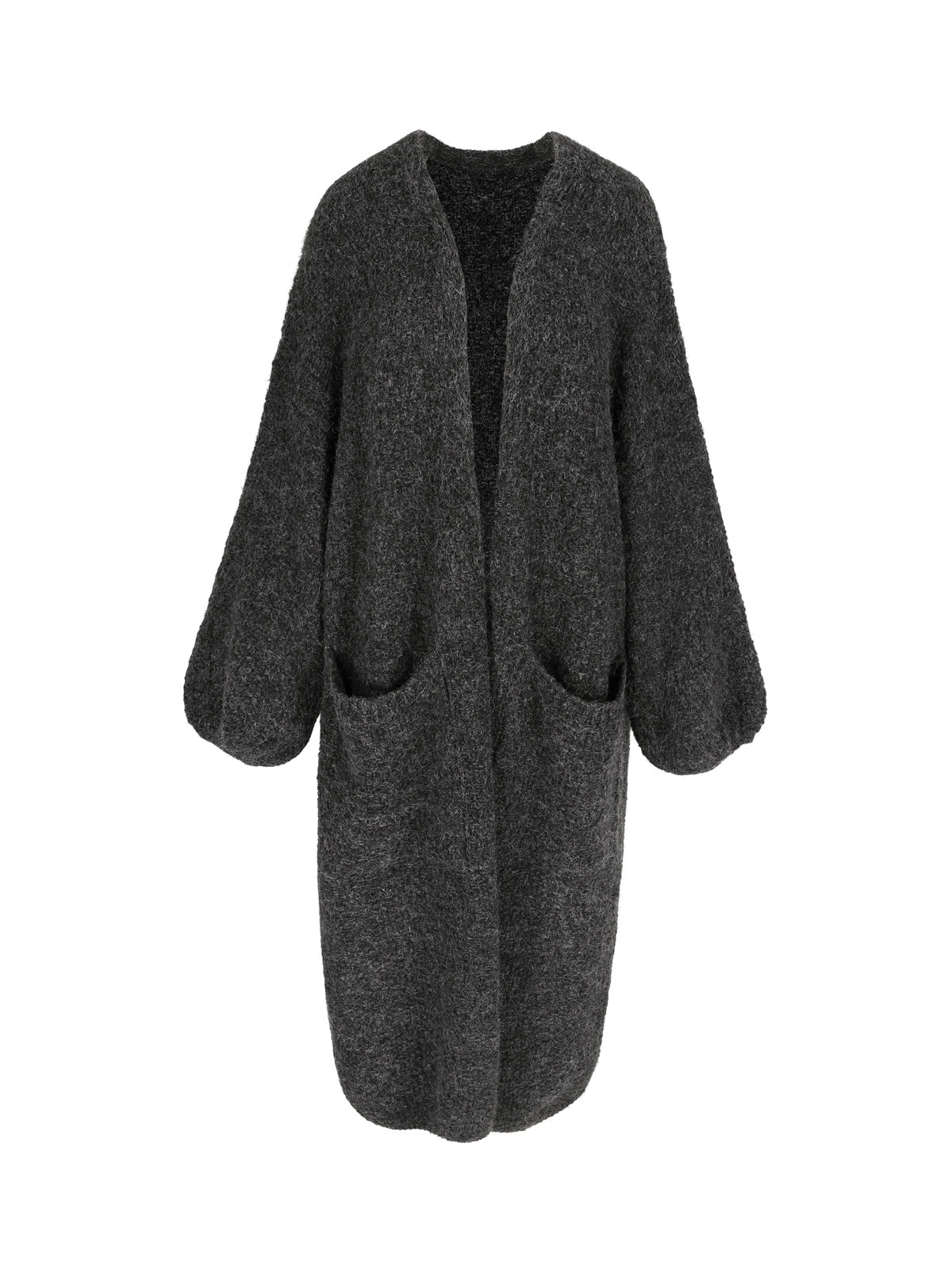 Chunky Long Knitted Cardigan Charcoal