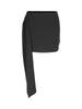 Draped Belted Mini Skirt Black