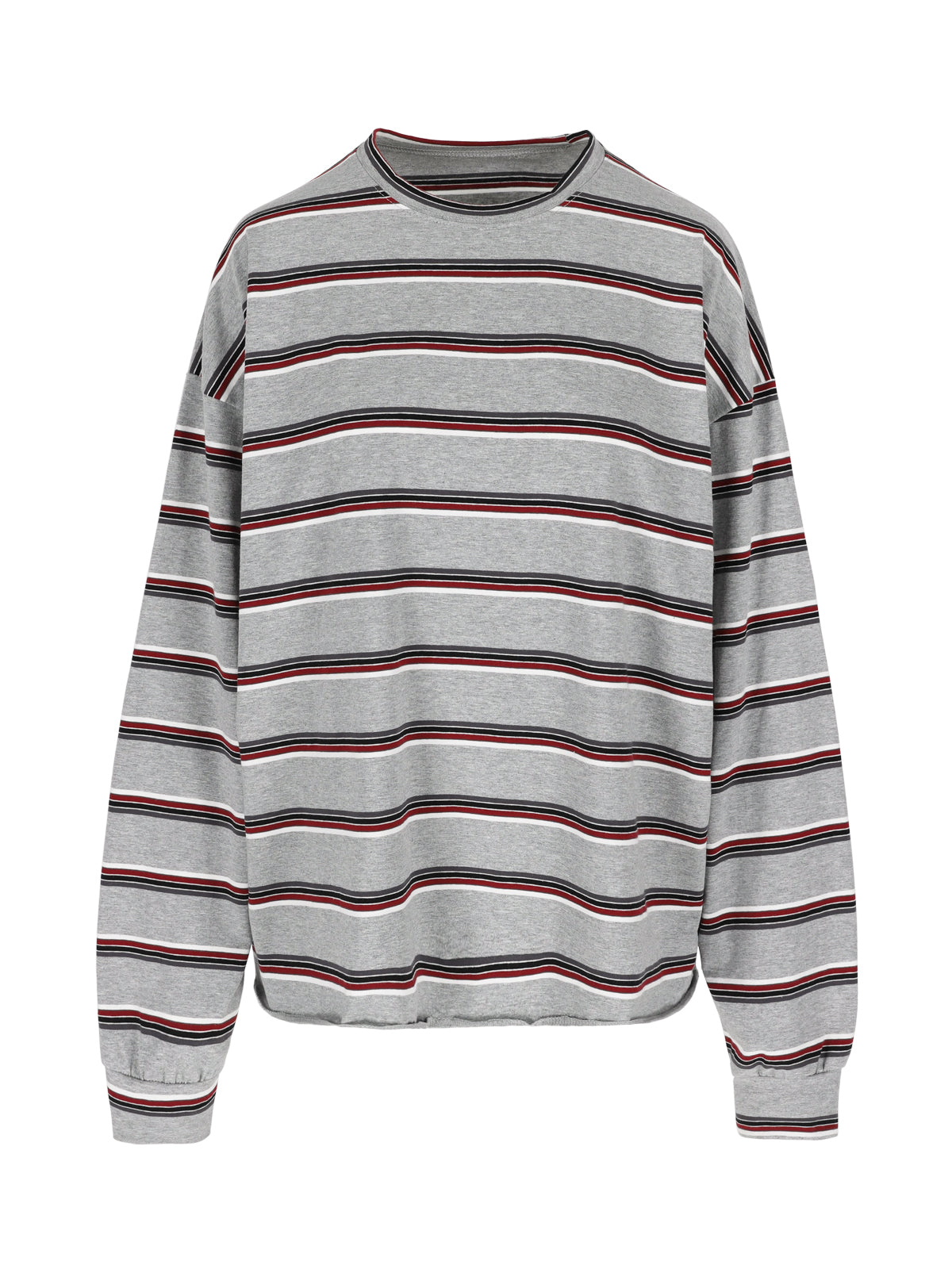 Oversized Striped Longsleeve Tee Heather Grey