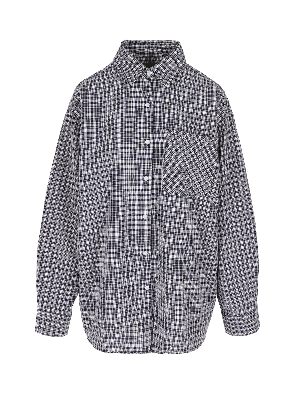 Oversized Checked Shirt Navy