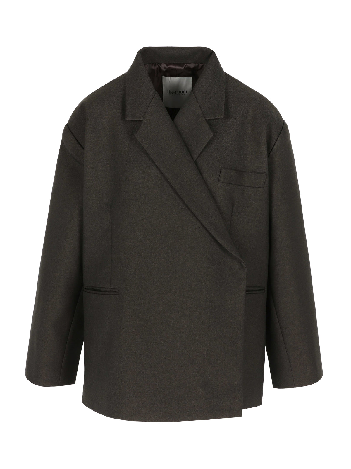 Oversized Side Slit Blazer Dark Brown