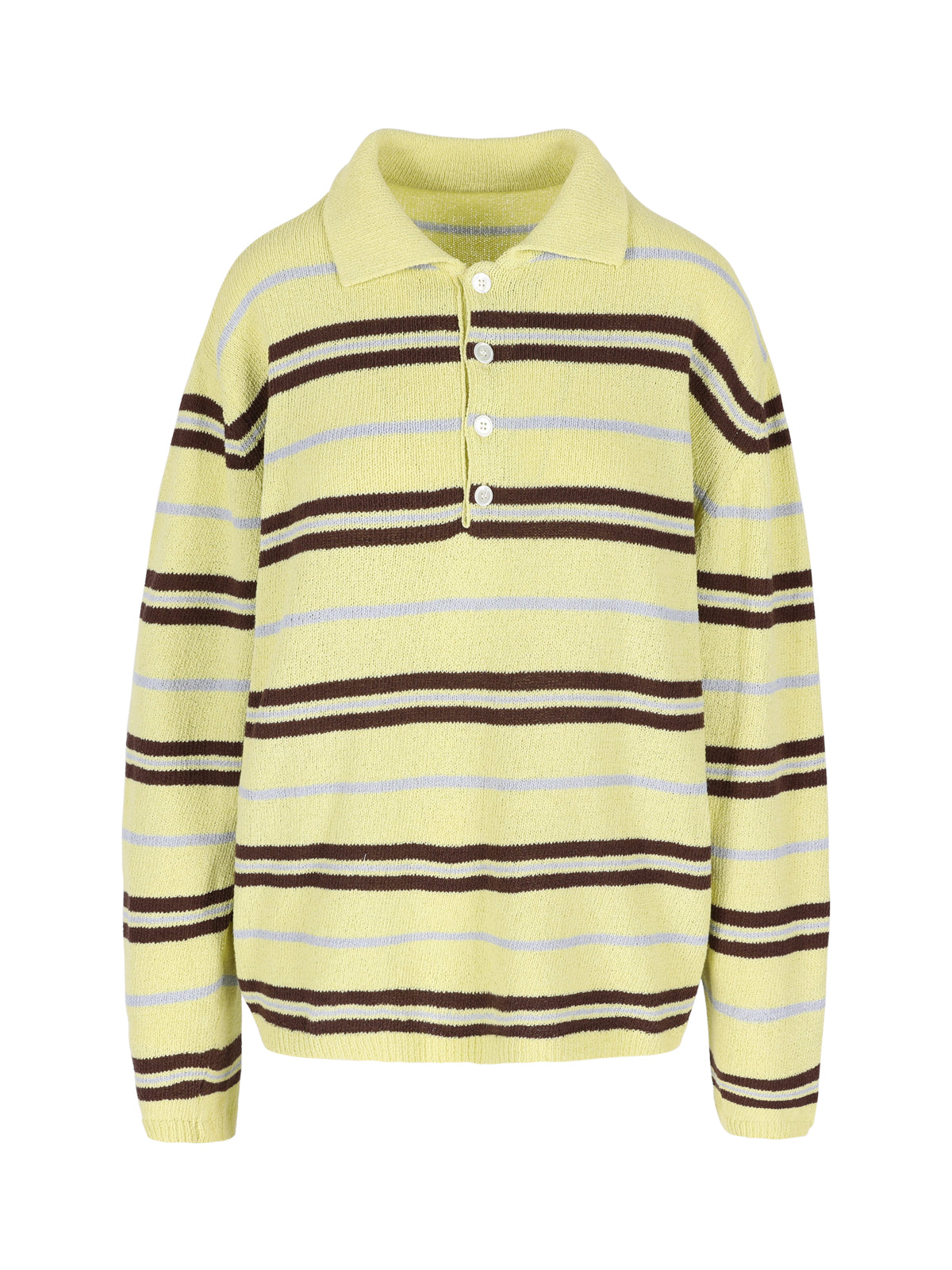 Knitted Striped Polo Longsleeve Yellow