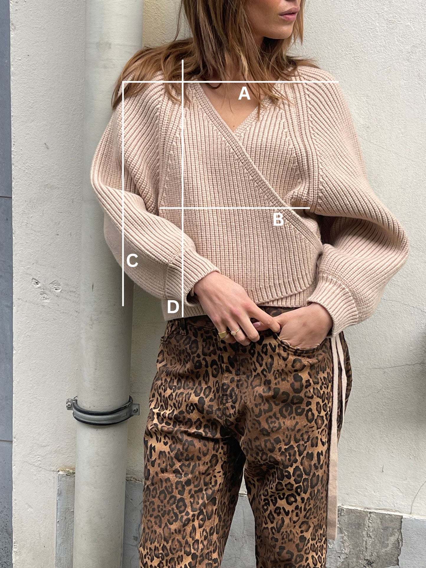 Wrap Knitted Cardigan Beige