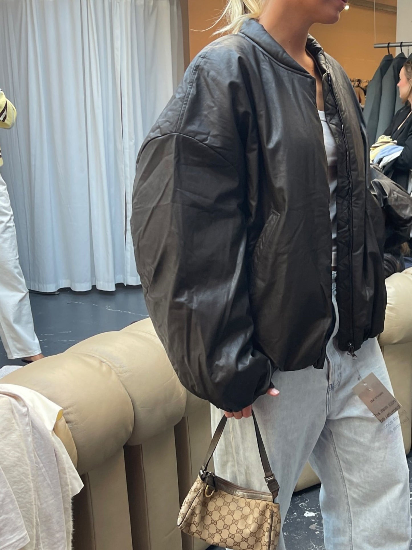 Oversized Bomber Oil Dark Brown