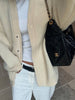 Oversized Press Button Cardigan Cream
