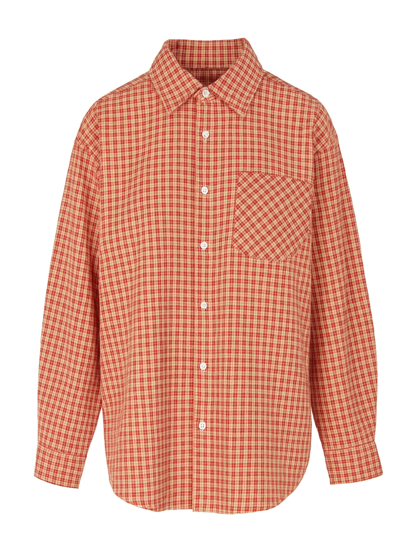 Oversized Checked Shirt Cherry Red