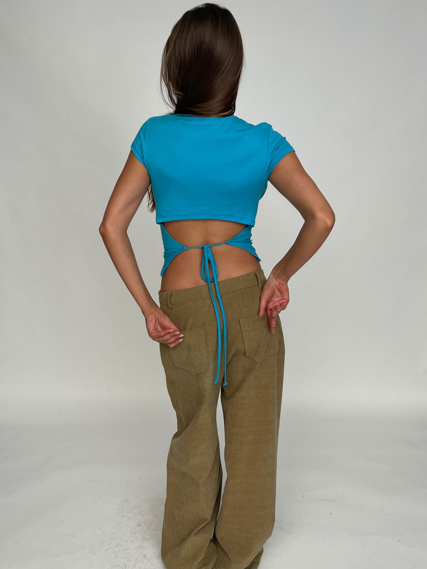 Open Back Strings Detail Tee Blue