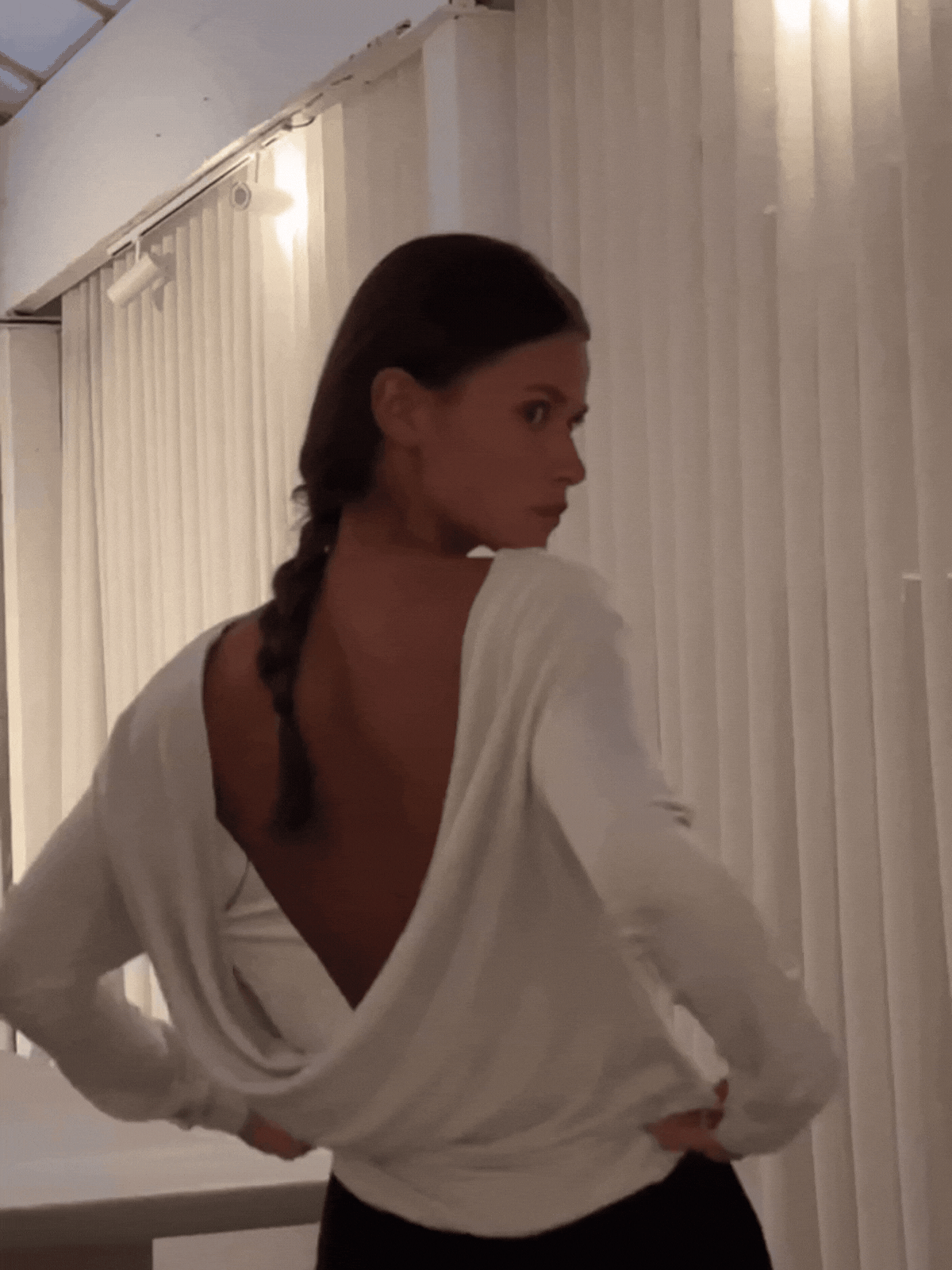 Oberteil mit drapiertem Rücken in Haferflocken