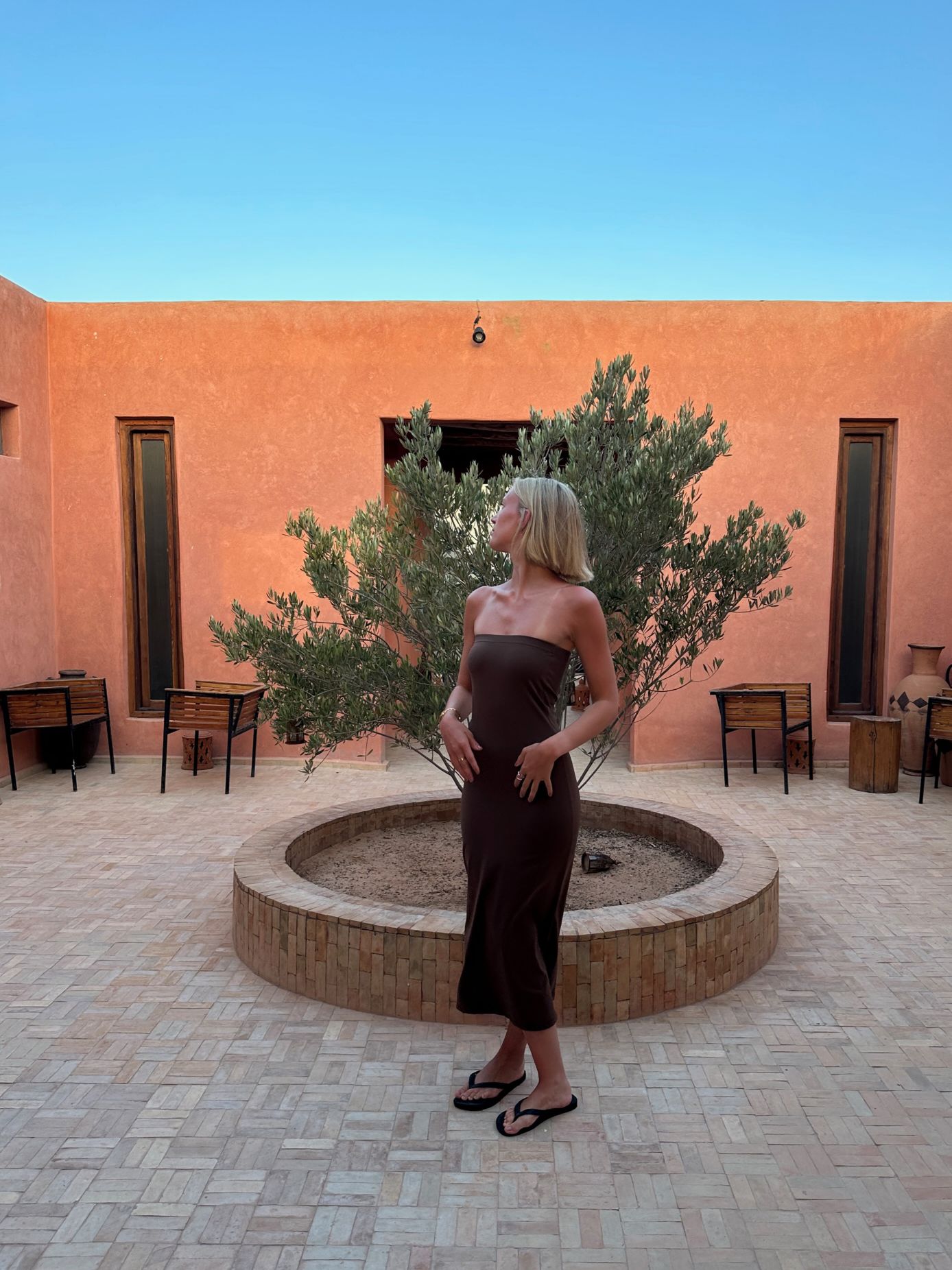 Strapless Stretchy Maxi Dress Brown