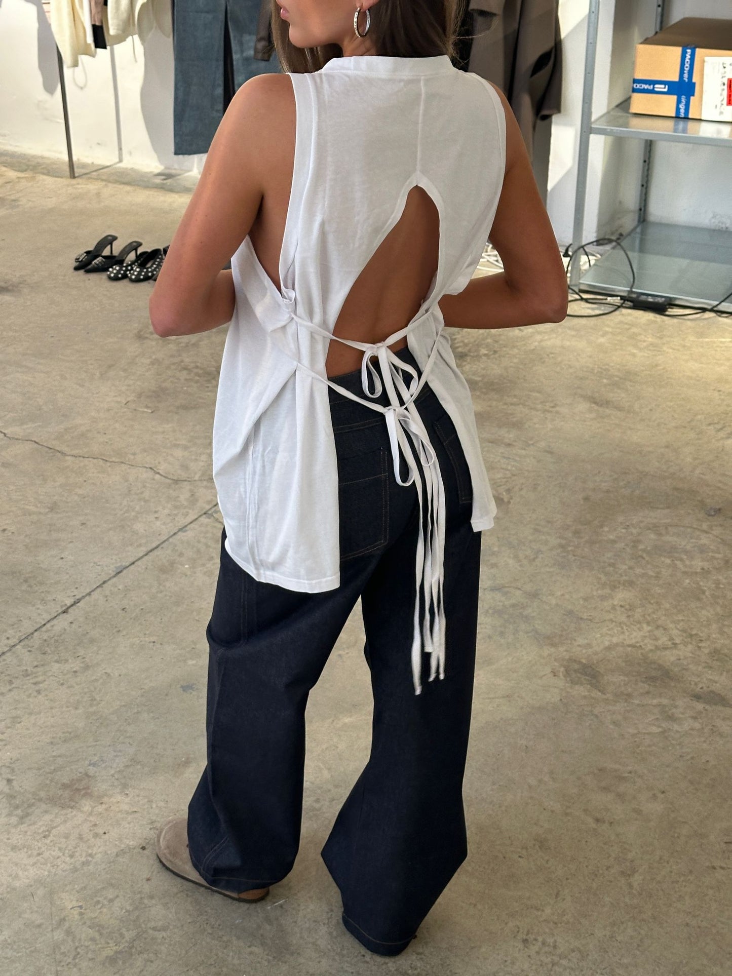 Open Back Strings Detail Top White