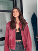 Oversized Contrast Stitch Jacket Red