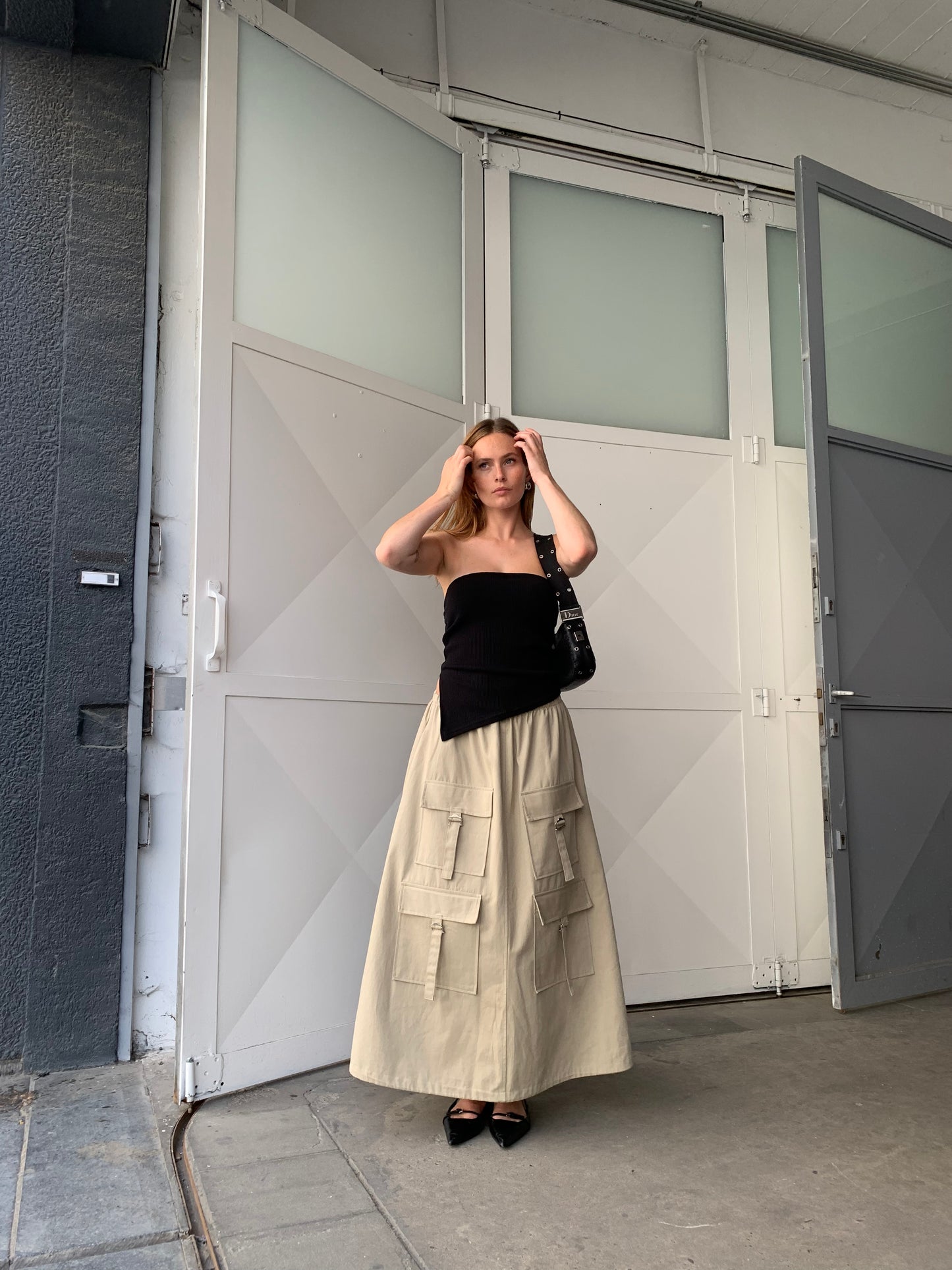 Front Pocket Cargo Balloon Skirt