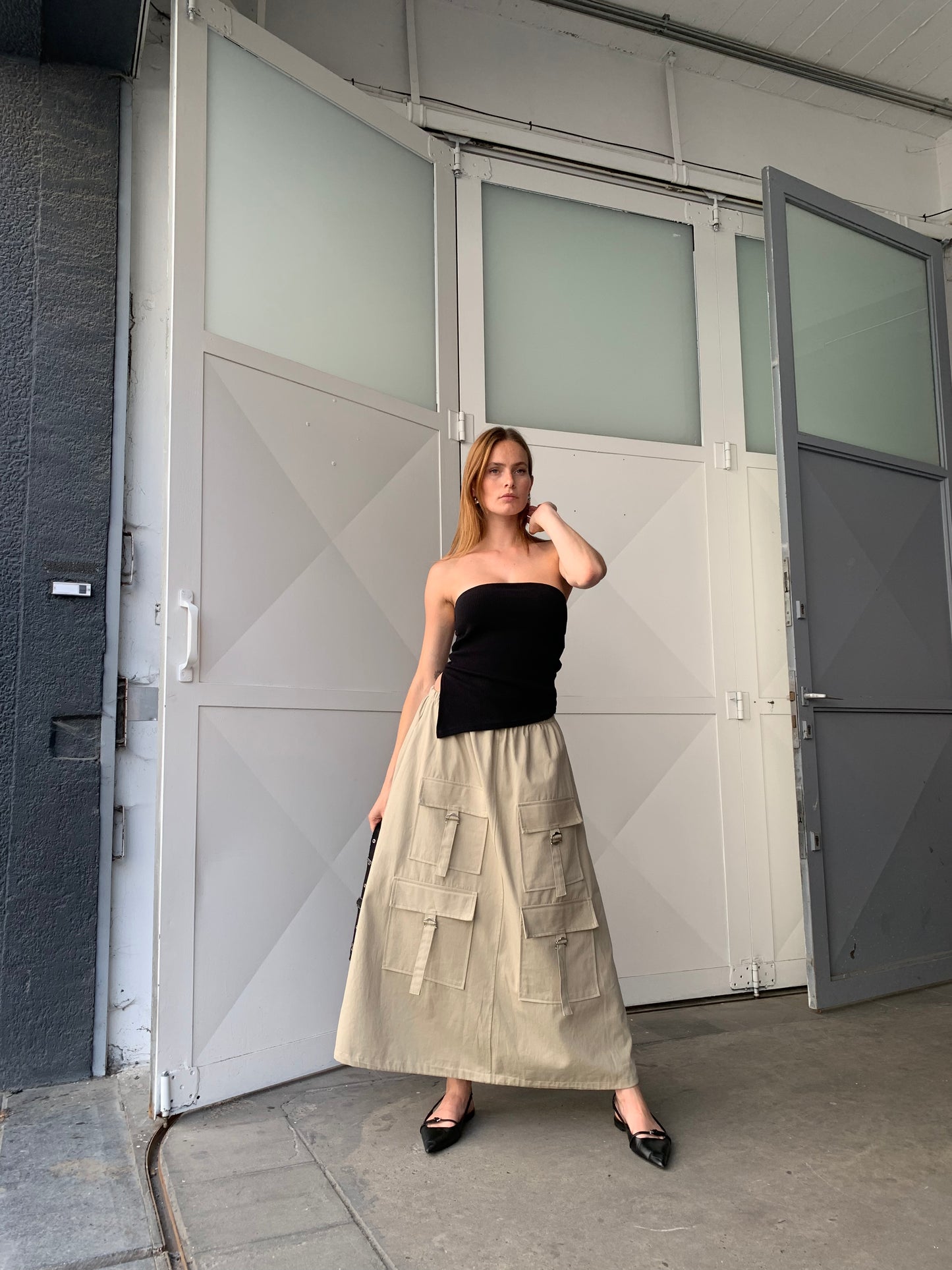 Front Pocket Cargo Balloon Skirt