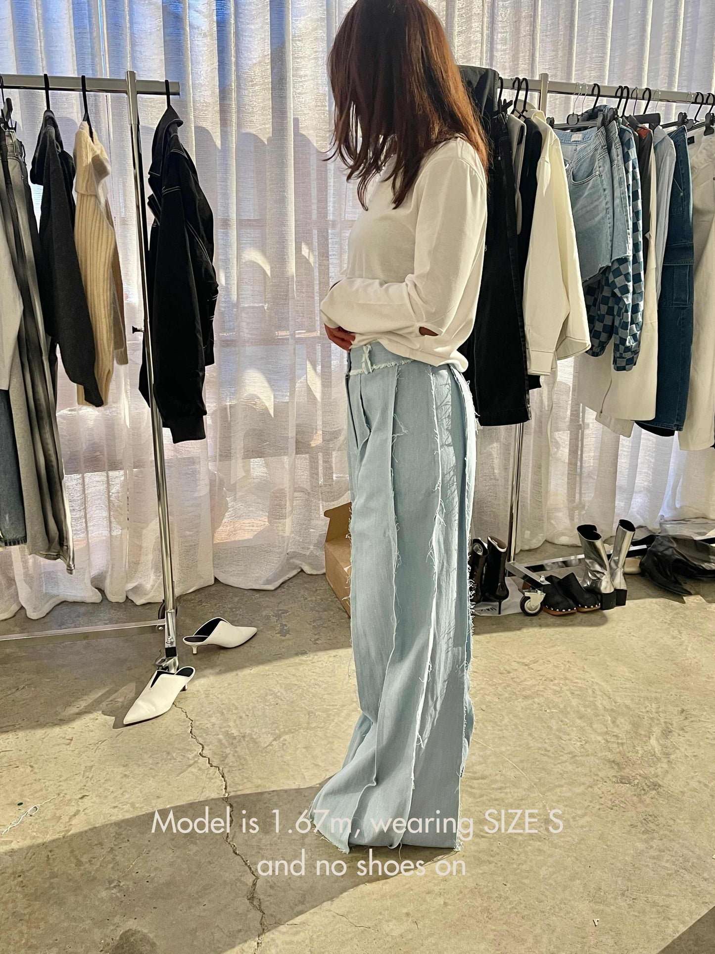 Fringe Trim Light Blue Jeans