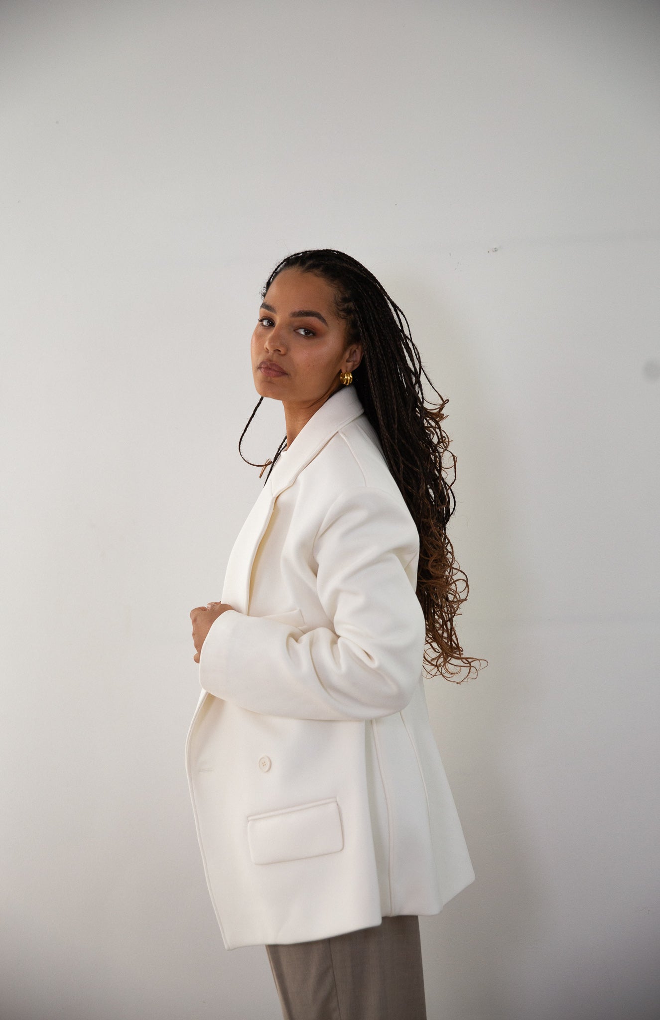 Coco Oversized Twill Blazer White