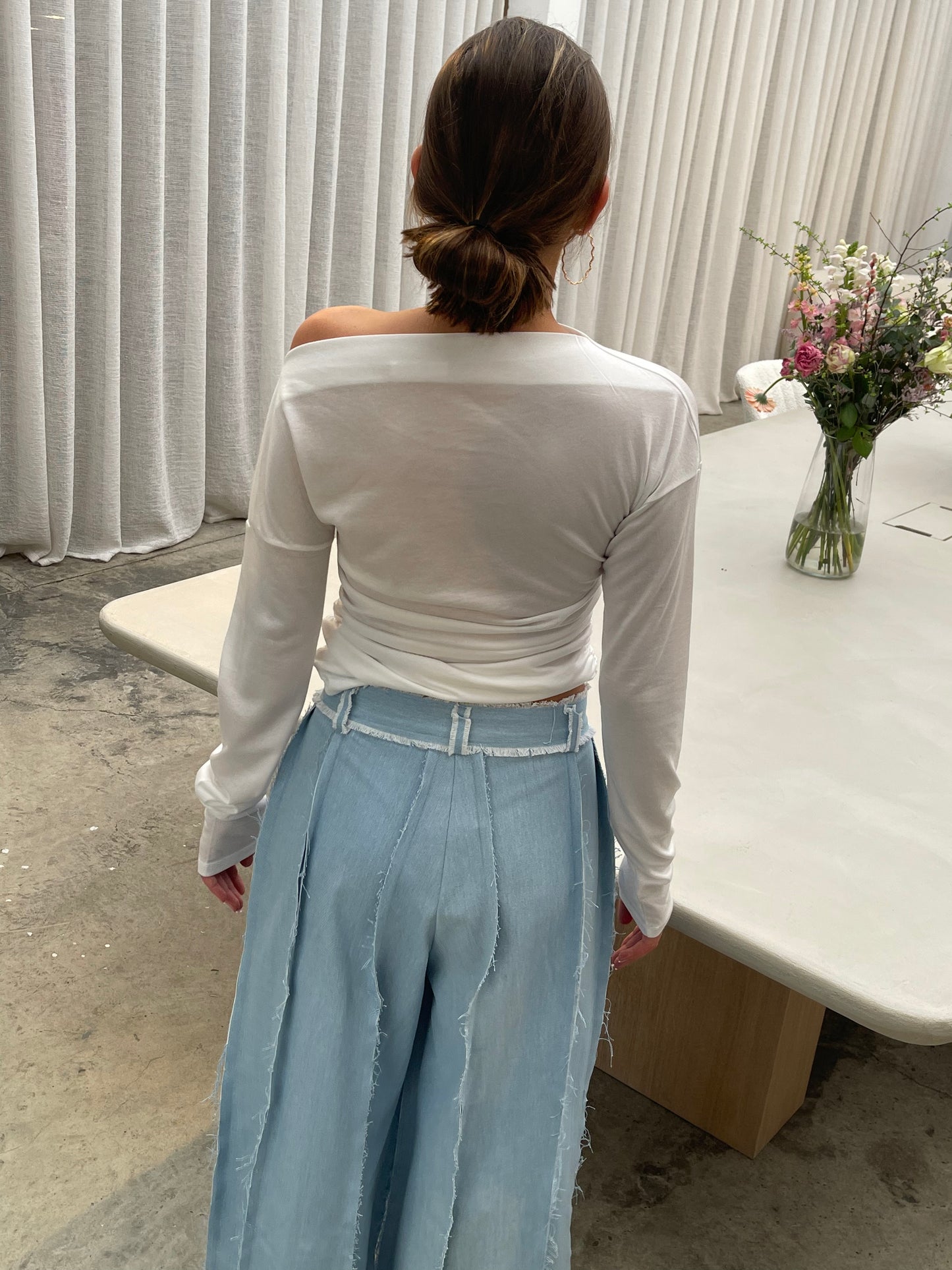 Fringe Trim Light Blue Jeans