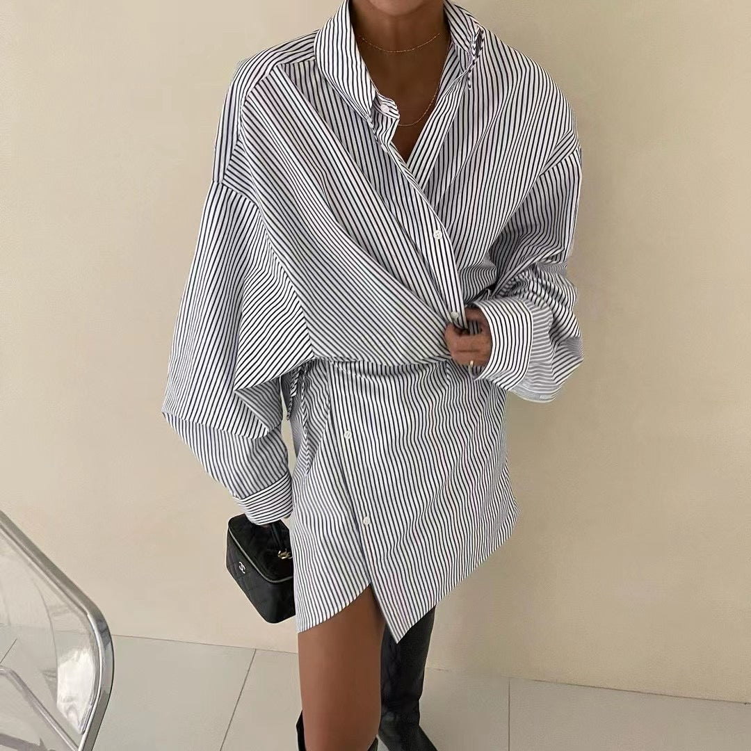 Wrap Shirt Dress Striped