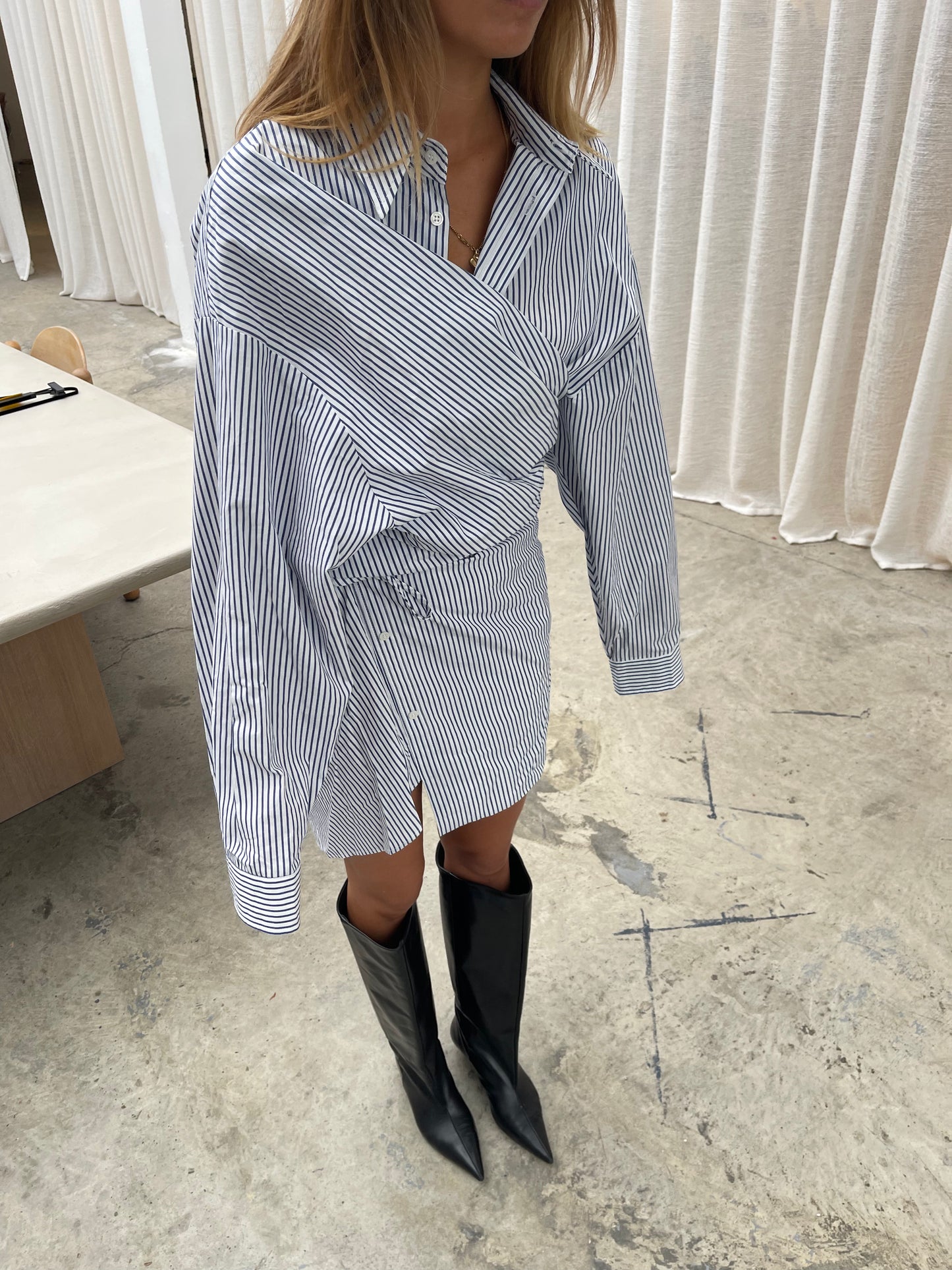 Wrap Shirt Dress Striped