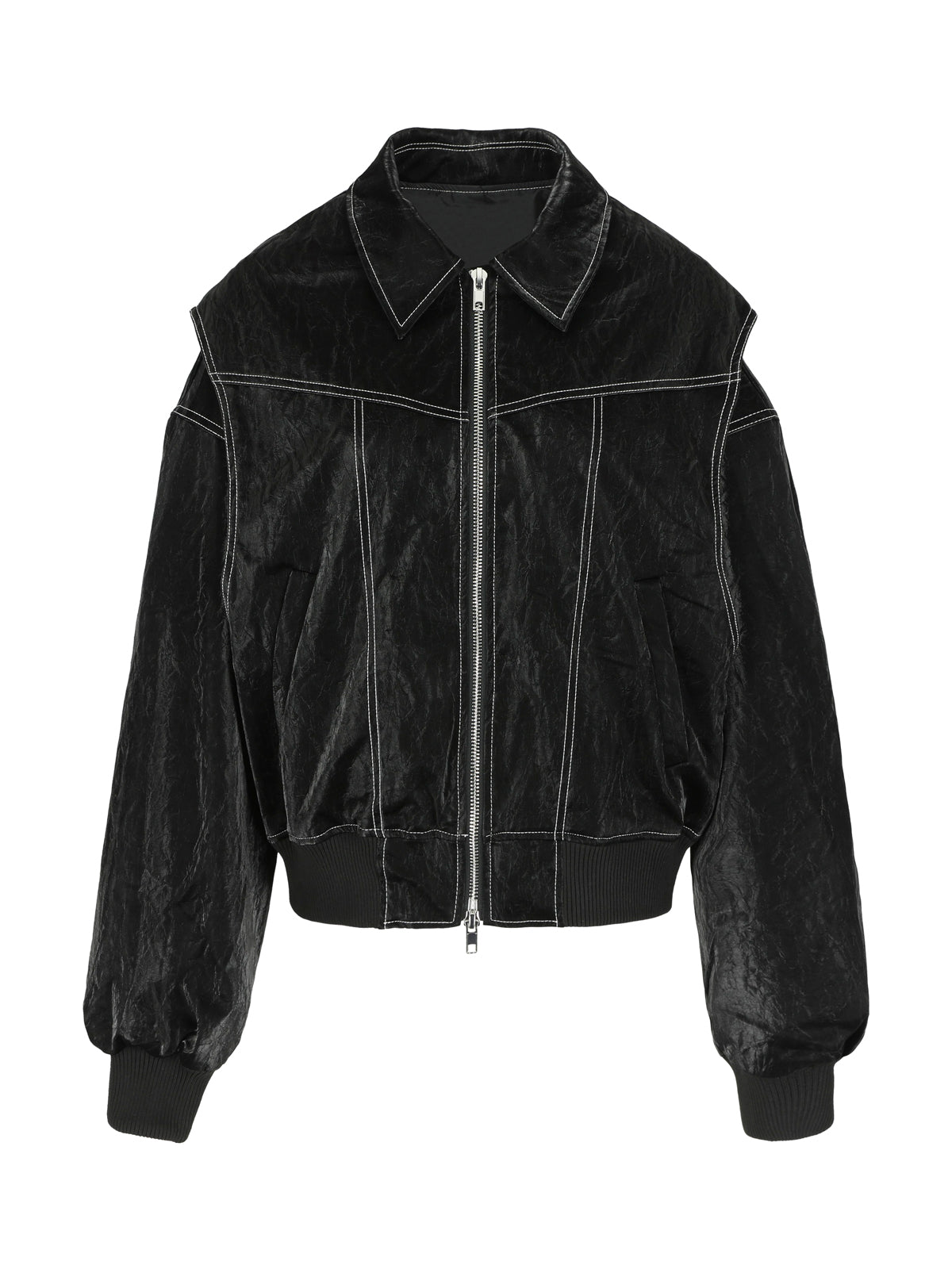 Oversized Contrast Stitch Jacket Black