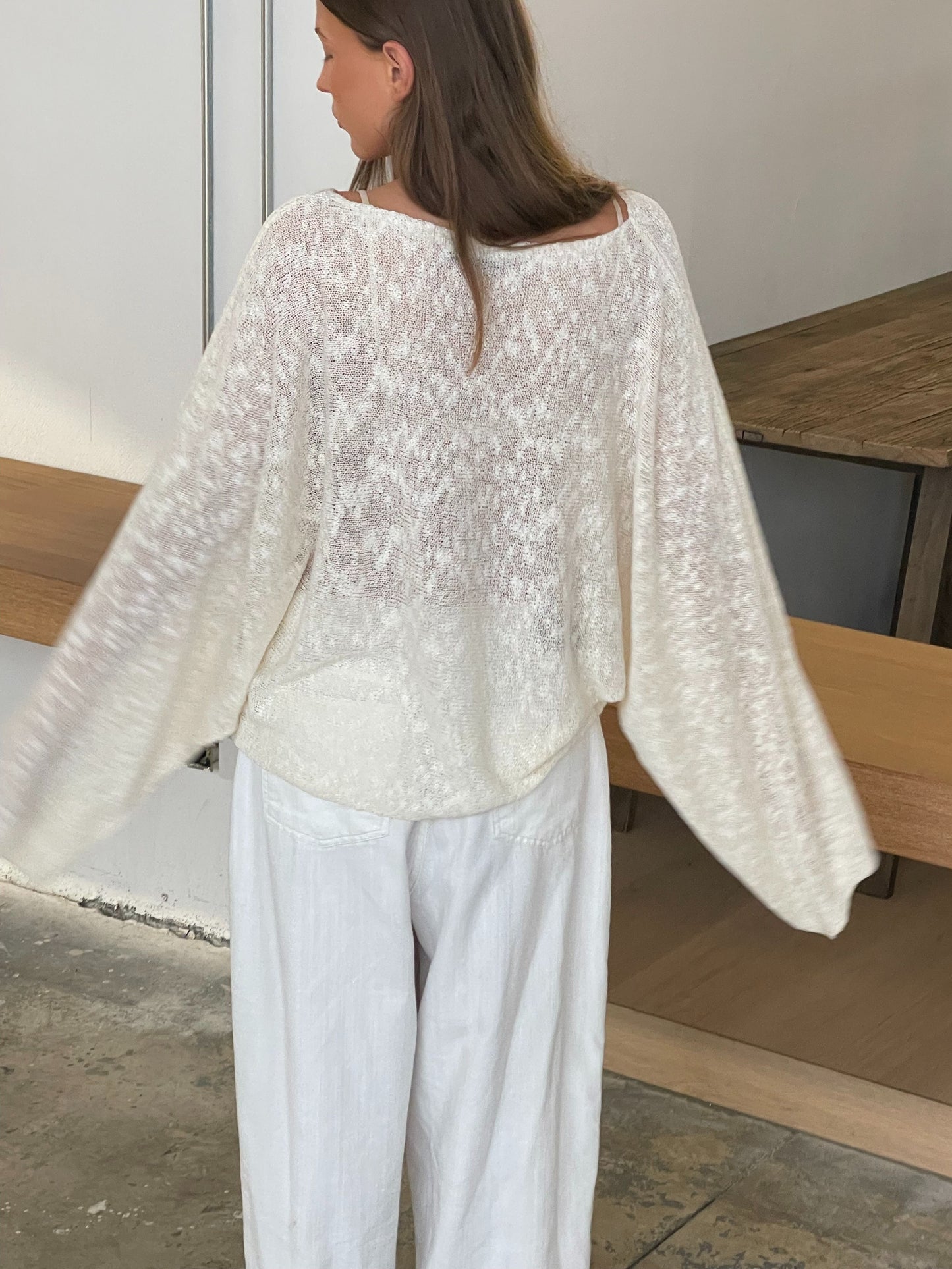 Cloud Knitted Open Style Cardigan Cream