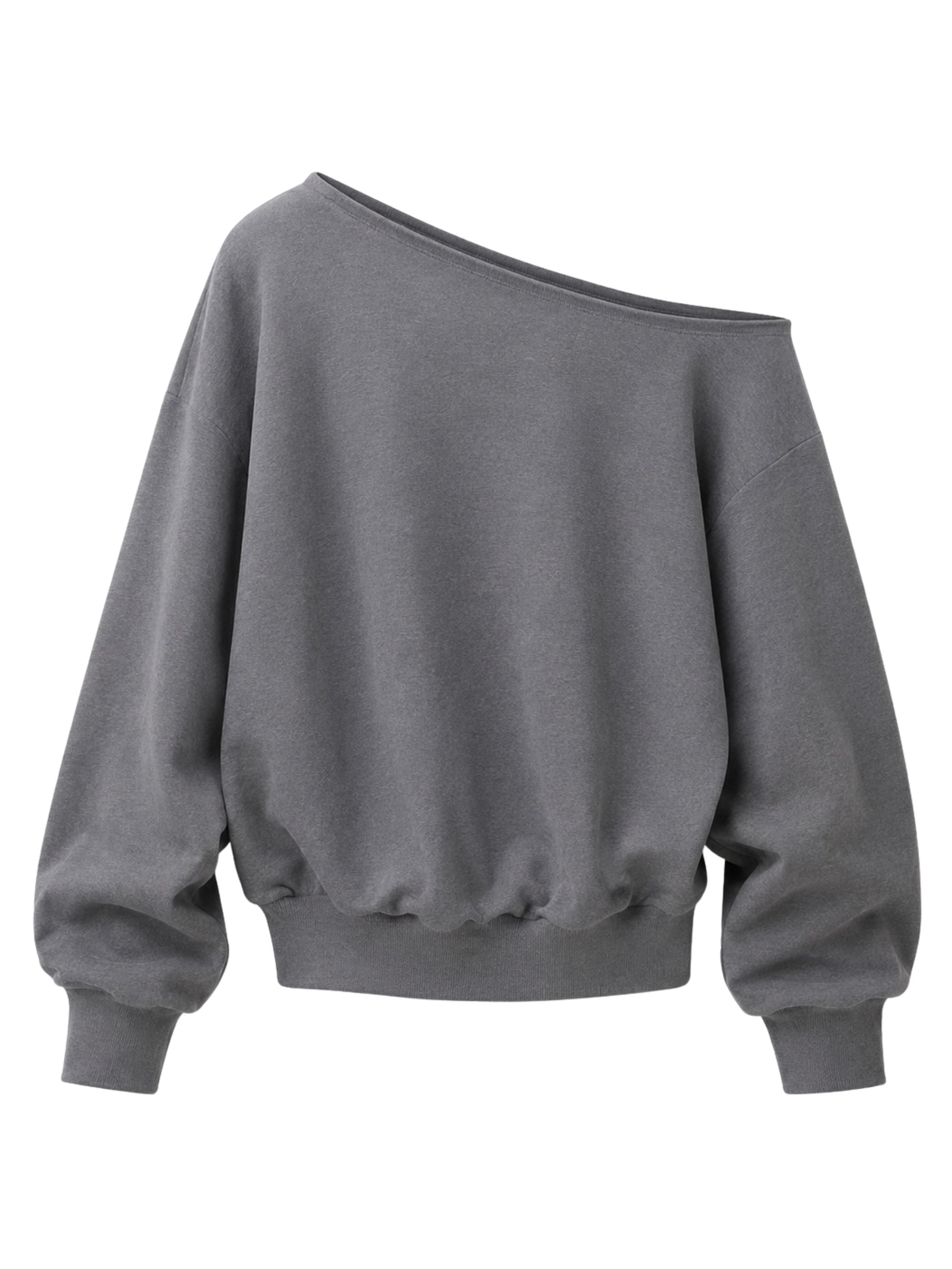 Draped Off-Shoulder Sweater Grey – The Room Antwerp