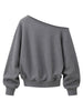 Draped Off-Shoulder Sweater Grey