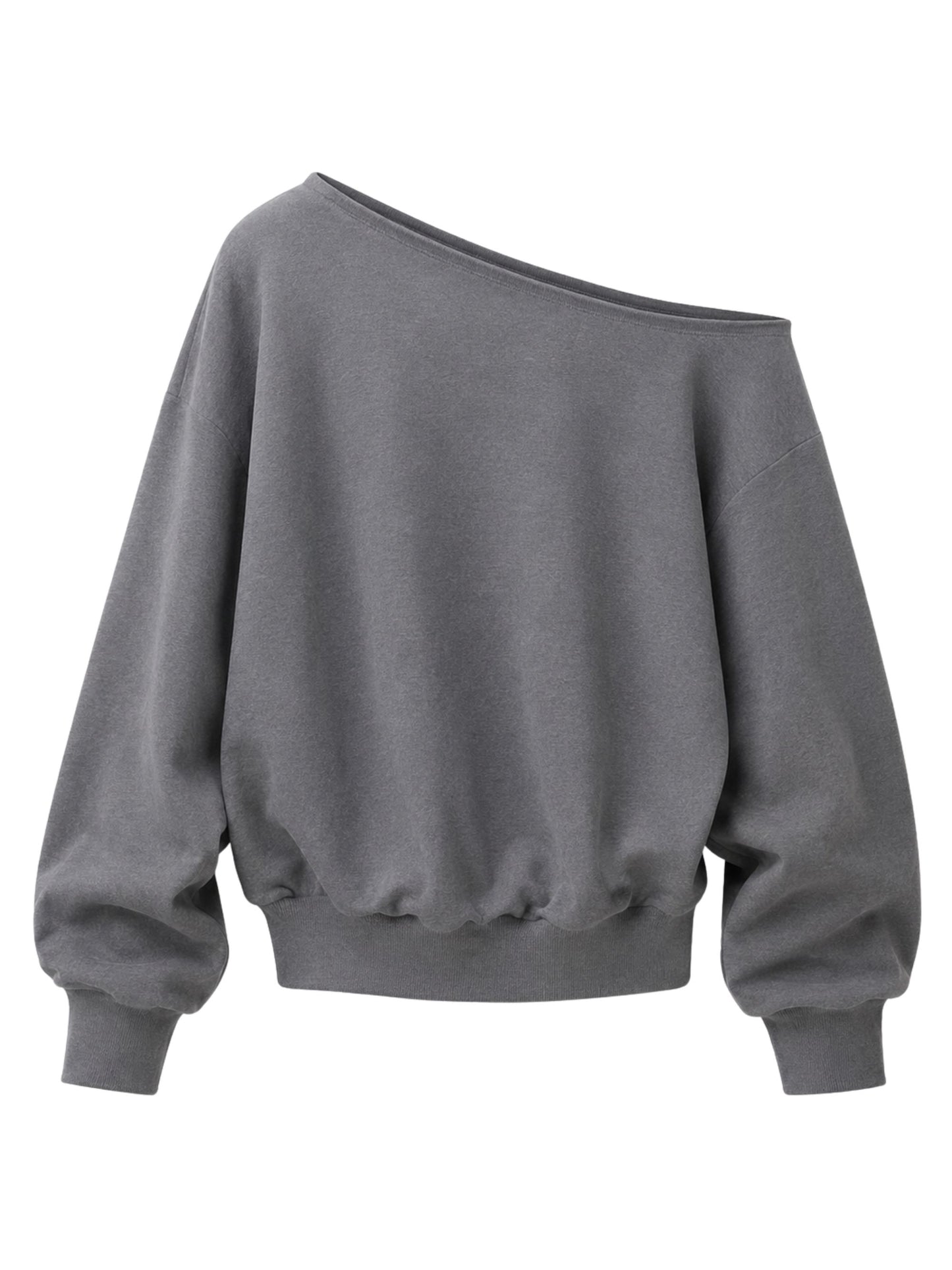 Draped Off-Shoulder Sweater Grey