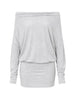Draped Off Shoulder Longsleeve Dress Grey
