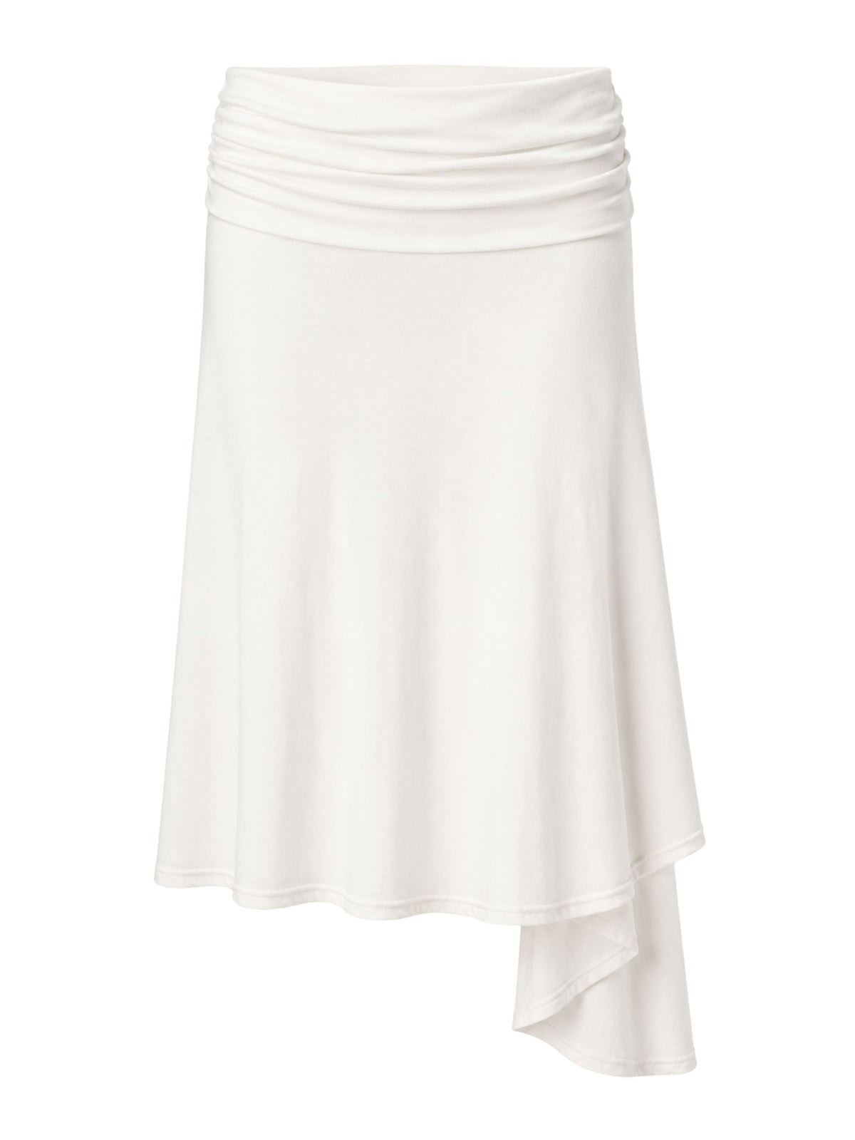 Ruched Detail Asymmetric Skirt White
