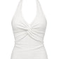 Twisted Halter Neck Top White