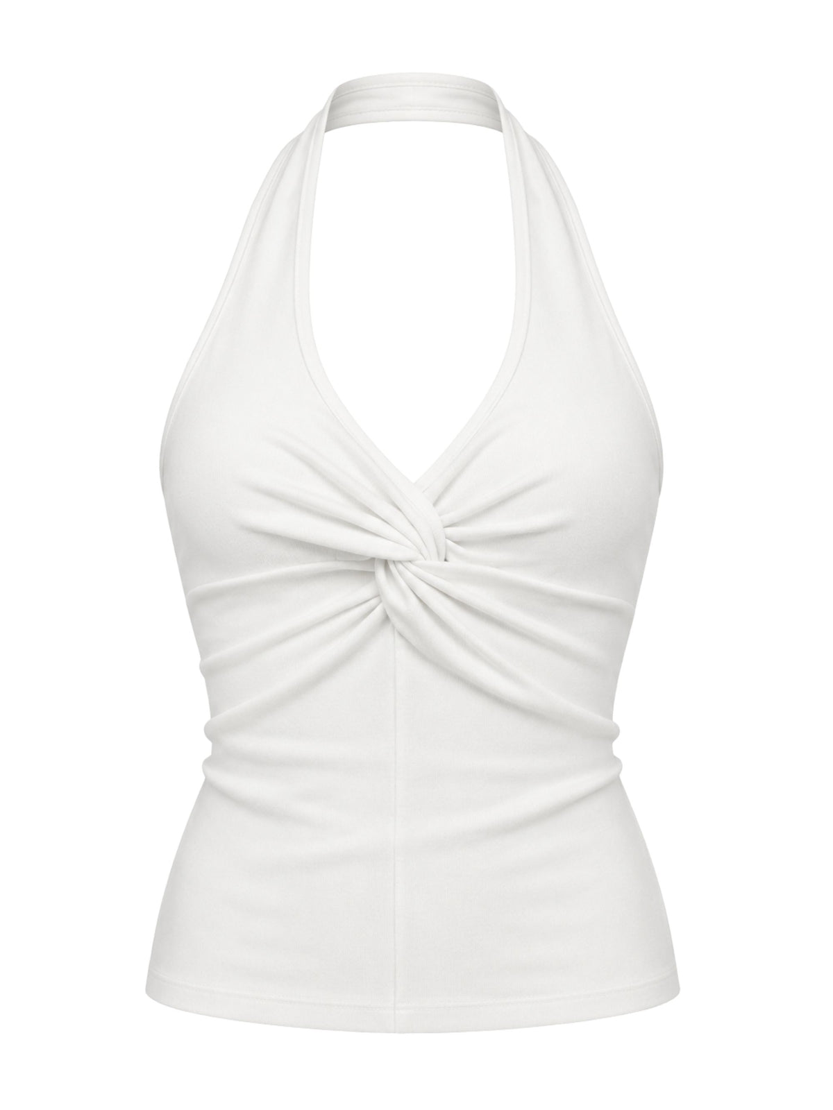 Twisted Halter Neck Top White
