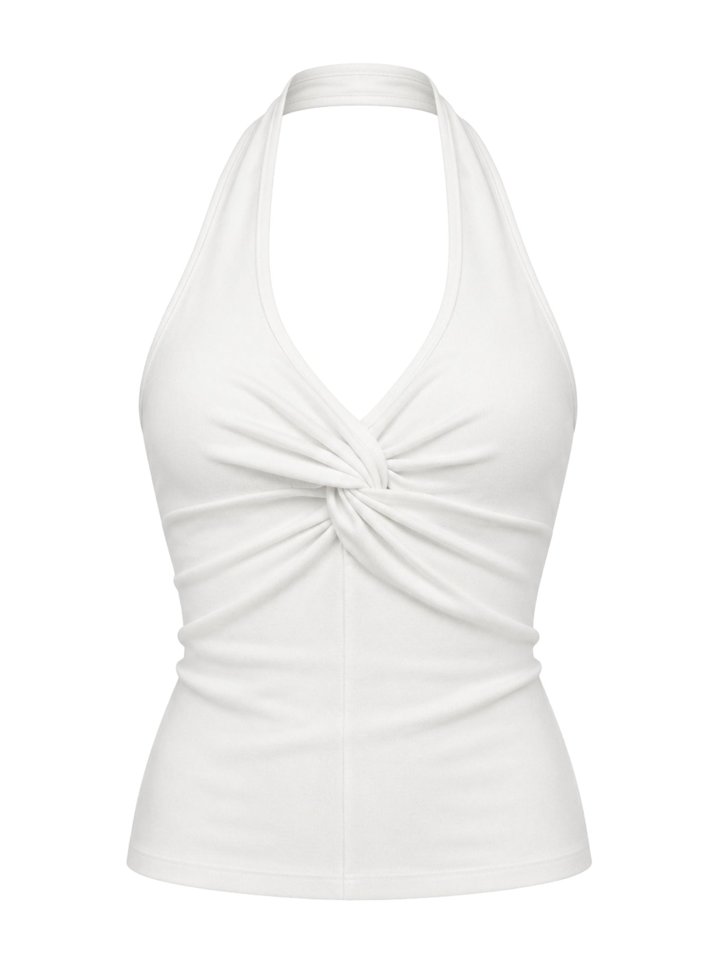 Twisted Halter Neck Top White