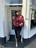 Oversized Contrast Stitch Jacket Red