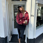 Oversized Contrast Stitch Jacket Red