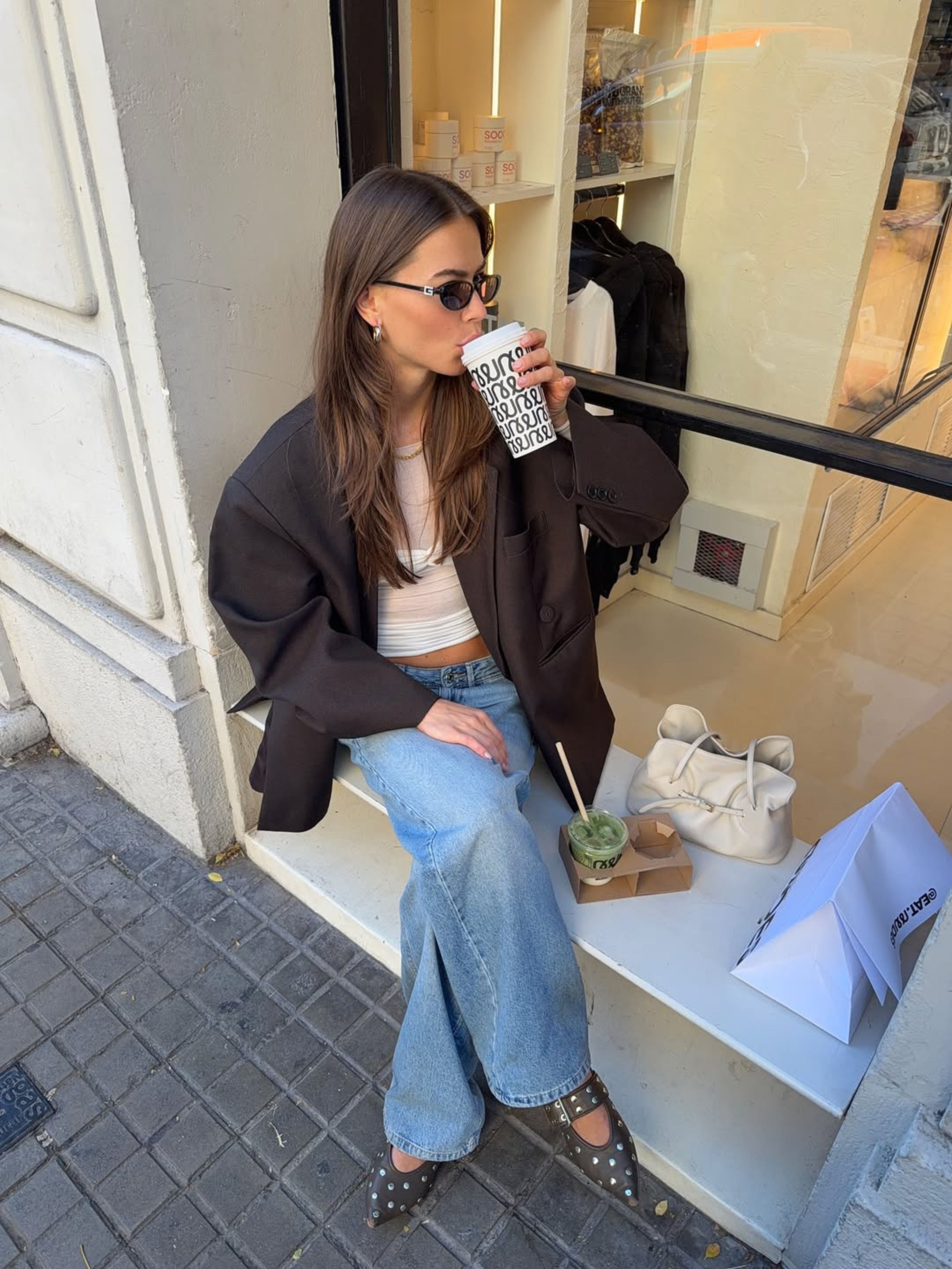 Oversized Side Slit Blazer Dark Brown – The Room Antwerp