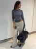 Scrunched Collar Top Charcoal