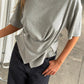 Ribbed Cinched Button Top Grey