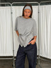 Ribbed Cinched Button Top Grey