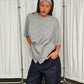 Ribbed Cinched Button Top Grey