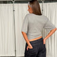 Ribbed Cinched Button Top Grey